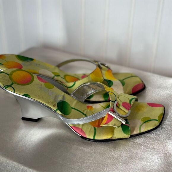 Onex Sandals Size 8 Polka Dot Wedge Heels Retro Y2K Slip On Multicolor - Picture 3 of 8